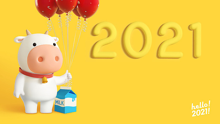 PSD 편집 편집이미지 캐릭터 한마리 새해 3D캐릭터 들기 사람없음 노란색 3D 귀여움 우유 소띠 소 디지털합성 풍선 소캐릭터 2021년 신축년 흰소 편집3D 1 컬러 동물캐릭터 컨셉 포유류 모션 유제품 십이지신 연도 파일형식