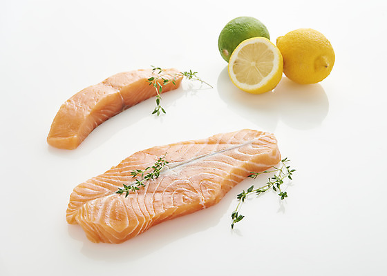 포토 JPG 스튜디오촬영 음식 실내 어류 사람없음 회 레몬 흰배경 기호식품 연어 로즈메리 연어회 국내포토 백그라운드 과일 내부 수중동물 생선회 흰색 허브 파일형식