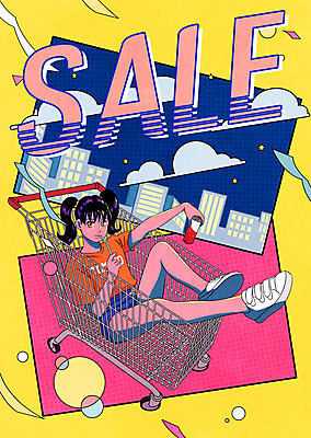 전신 PSD 구름 여자 패션 음료 일러스트 한명 앉기 성인 타이포그라피 건물 세일 쇼핑카 즐거움 복고 80년대 키치 국내일러스트 자연요소 문자 1 건축물 감정 컨셉 모션 사람 쇼핑 카트 파일형식