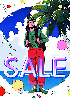전신 PSD 구름 여자 패션 일러스트 한명 성인 타이포그라피 야자수 세일 즐거움 복고 80년대 키치 국내일러스트 자연요소 나무 문자 1 감정 컨셉 사람 파일형식