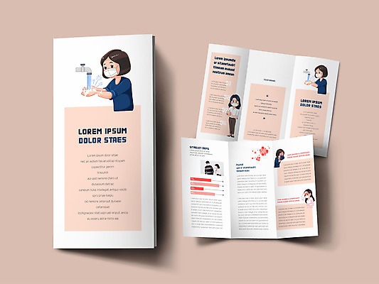 전신 템플릿 여자 남자 ZIP 리플렛 분홍색 마스크 사람 팜플렛 여러명 상반신 20대 성인 한국인 최고 열 바이러스 입가림 손씻기 기침 성인만 인디자인 INDD 이미지템플릿 컬러 다수 동양인 청년 가림 씻기 파일형식