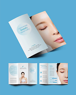 템플릿 여자 ZIP 얼굴 리플렛 하늘색 사람 팜플렛 상반신 20대 성인 세명 뷰티 한국인 피부 의료성형뷰티 성인여자만 인디자인 INDD 이미지템플릿 동양인 청년 신체부위 파란색 여자만 성인만 파일형식