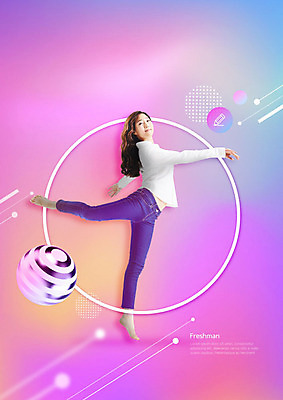 전신 PSD 편집이미지 학생 여자 대학생 사람 20대 성인 옆모습 캠퍼스라이프 보라색 한국인 원형 발레 신입생 포토샵 다리들기 성인여자한명만 이미지편집 도형 라이프스타일 뷰포인트 컬러 모션 동양인 청년 춤 여자한명만 성인여자만 파일형식