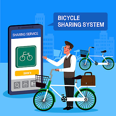 전신 남자 일러스트 한명 사람 성인 파란색 스마트폰 자전거 어플리케이션 공유 대여 성인남자한명만 모바일앱 공유자전거 공유경제 국내일러스트 AI파일 1 컬러 경제 핸드폰 스마트기기 바이크 남자한명만 성인남자만 파일형식 벡터