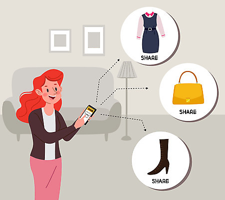 전신 옷 여자 신발 가방 일러스트 한명 들기 사람 성인 스마트폰 회색 어플리케이션 공유 성인여자한명만 모바일앱 공유경제 국내일러스트 AI파일 1 잡화 컬러 모션 경제 핸드폰 스마트기기 여자한명만 성인여자만 파일형식 벡터