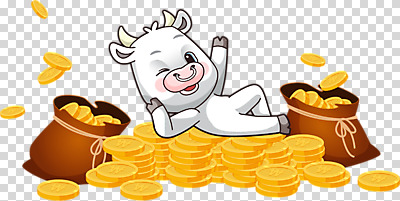 편집 편집이미지 캐릭터 동물캐릭터 누끼 사람없음 컬러풀 눕기 소 돈자루 신년캐릭터 금화 소캐릭터 PNG 편집소스 2021년 신축년 동물 컬러 돈 포유류 모션 새해 황금 연도 파일형식