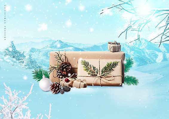 PSD 편집이미지 하늘색 크리스마스선물 선물 사람없음 선물상자 설원 나뭇가지 눈 솔방울 솔잎 오너먼트 이미지편집 자연요소 나무 잎 크리스마스장식 크리스마스 날씨 눈_날씨 파란색 상자 파일형식