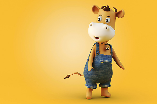 PSD 편집 편집이미지 새해 사람없음 노란색 3D 소띠 뒤돌아보기 소 디지털합성 소캐릭터 편집소스 2021년 신축년 편집3D 컬러 동물캐릭터 포유류 모션 십이지신 연도 파일형식