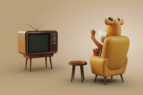 PSD 편집 편집이미지 의자 새해 들기 사람없음 갈색 3D 텔레비전 치킨 소띠 소 디지털합성 안락의자 티비시청 소캐릭터 편집소스 2021년 신축년 편집3D 컬러 동물캐릭터 가구 포유류 모션 전자제품 십이지신 연도 닭고기요리 시청_보고들음 파일형식