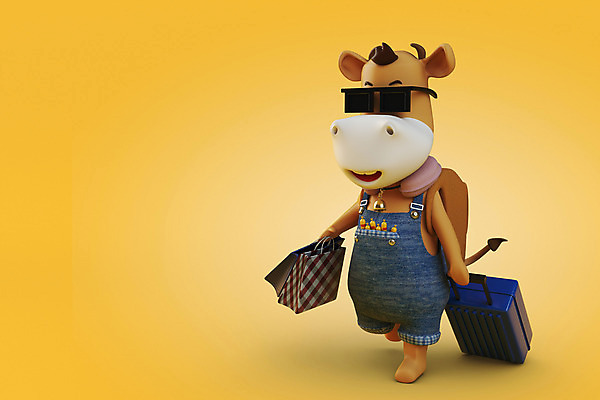 PSD 편집 편집이미지 가방 새해 사람없음 쇼핑 선글라스 쇼핑백 노란색 3D 캐리어 소띠 소 디지털합성 소캐릭터 편집소스 2021년 신축년 편집3D 잡화 안경 컬러 동물캐릭터 포유류 여행가방 십이지신 연도 파일형식