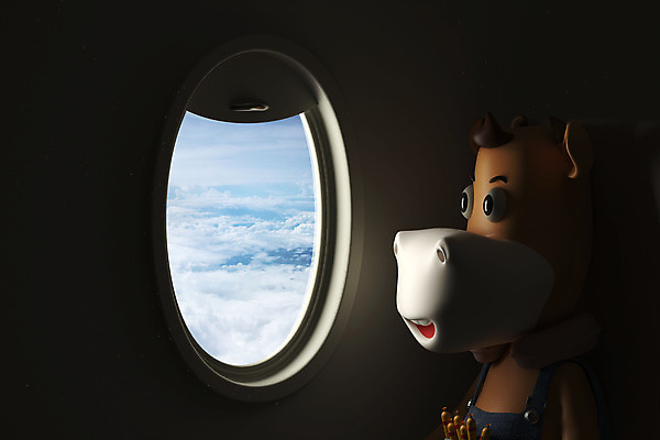 PSD 편집 편집이미지 새해 비행기 사람없음 3D 검은색 소띠 소 창가 디지털합성 소캐릭터 편집소스 2021년 신축년 편집3D 컬러 동물캐릭터 창문 포유류 항공교통 대중교통 십이지신 연도 파일형식