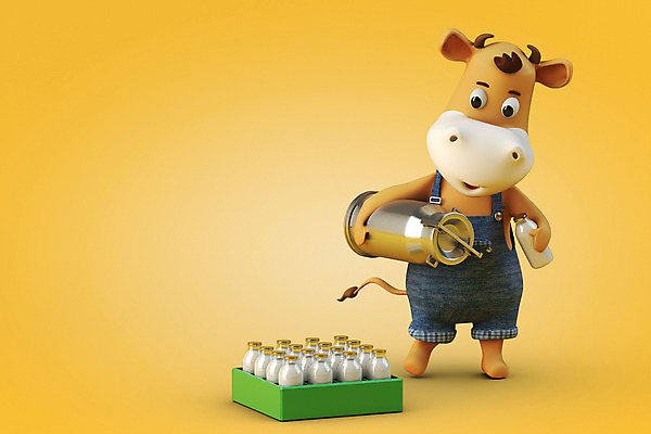 PSD 편집 편집이미지 새해 들기 사람없음 노란색 3D 우유 소띠 소 우유병 디지털합성 소캐릭터 우유통 편집소스 2021년 신축년 편집3D 컬러 동물캐릭터 포유류 모션 병_용기 유제품 십이지신 연도 파일형식