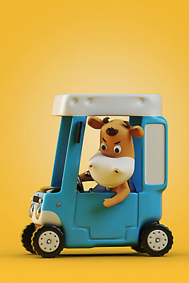 PSD 편집 편집이미지 자동차 새해 사람없음 노란색 3D 운전 소띠 소 디지털합성 소캐릭터 편집소스 2021년 신축년 편집3D 육상교통 컬러 동물캐릭터 포유류 모션 십이지신 연도 파일형식