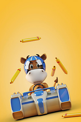 PSD 편집 편집이미지 새해 사람없음 노란색 3D 카트 운전 소띠 소 소시지 헬멧 장애물 디지털합성 소캐릭터 피하기 편집소스 2021년 신축년 편집3D 컬러 동물캐릭터 포유류 모션 십이지신 가공식품 보호장비 연도 파일형식