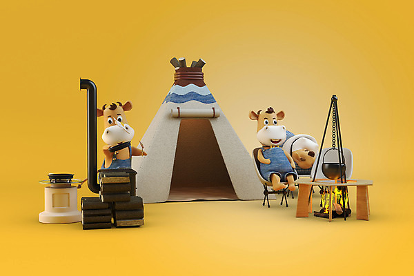 PSD 편집 편집이미지 새해 텐트 사람없음 노란색 3D 캠핑 소띠 소 장작 모닥불 디지털합성 화로 소캐릭터 간이침대 편집소스 2021년 신축년 편집3D 그릇 컬러 동물캐릭터 포유류 불 레저 캠핑도구 십이지신 침대 연도 파일형식