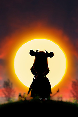 PSD 편집 편집이미지 실루엣 새해 사람없음 태양 3D 일출 소띠 소 구경 디지털합성 소캐릭터 해돋이축제 편집소스 2021년 신축년 편집3D 자연요소 동물캐릭터 포유류 촬영기법 노을 축제 십이지신 연도 파일형식