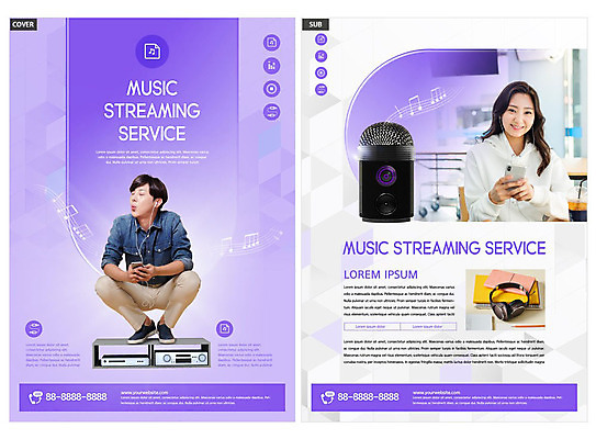 템플릿 여자 남자 ZIP 음악 리플렛 이어폰 팜플렛 상반신 20대 청년 성인 두명 앞모습 스마트폰 보라색 스피커 음악감상 한국인 전단템플릿 전단 인디자인 INDD 스트리밍 이미지템플릿 뷰포인트 컬러 음향기기 문화예술 사람 동양인 핸드폰 스마트기기 감상 홍보물 방송 파일형식