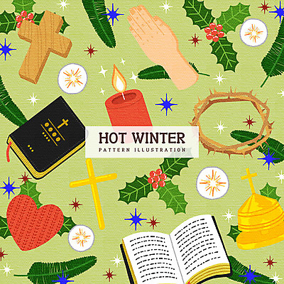 PSD 손 별 십자가 잎 겨울 패턴 일러스트 초 나뭇잎 사람없음 신체부위 초록색 성경 종 기도 하트 포인세티아 가시면류관 국내일러스트 자연요소 모양 식물 계절 꽃 컬러 무늬 종교용품 사람 파일형식