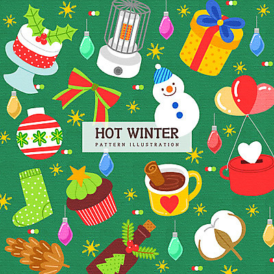 PSD 크리스마스장식 크리스마스 겨울 패턴 일러스트 전구 눈사람 크리스마스용품 양말 사람없음 초록색 케이크 하트 눈송이 난로 컵케이크 와인병 솔방울 풍선 코코아 구세군냄비 목화꽃 국내일러스트 모양 계절 기념일 꽃 음료 컬러 무늬 병_용기 디저트 눈_날씨 와인 난방기 용품 구세군 파일형식
