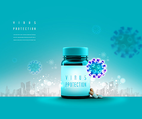 PSD 편집이미지 사람없음 치료 알약 바이러스 약병 질병 사회이슈 민트색 백신 의약용품 코로나바이러스 백신개발 델타변이바이러스 이미지편집 컬러 컨셉 의학 약 오브젝트 개발 병_담는 파일형식