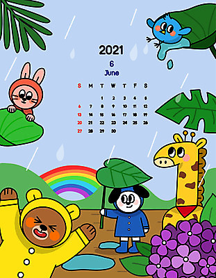 동물 무지개 여러마리 일러스트 곰 장화 들기 사람없음 여름 컬러풀 달력 토끼 강아지 6월 기린 우비 장마 수국 나뭇잎우산 2021년 신축년 국내일러스트 AI파일 자연요소 옷 계절 꽃 컬러 다수 신발 우산 포유류 모션 반려동물 비_날씨 날짜 개 연도 파일형식 벡터