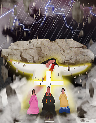 전신 PSD 여자 남자 기독교 종교 십자가 일러스트 팔벌리기 사람 여러명 성인 건물 교회 검은색 성경 회색 바위 기도 예수 하나님 구출 신 보호 번개 목사 태풍 멸망 비바람 재앙 지진 무너짐 버티다 국내일러스트 건축물 컬러 다수 컨셉 종교용품 종교건축 모션 바람 날씨 돌_바위 도움 신_종교 자연재해 성직자 파일형식