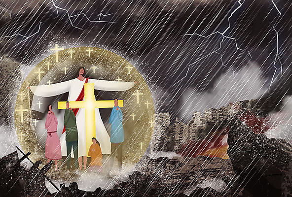 전신 PSD 구름 여자 남자 기독교 종교 십자가 일러스트 팔벌리기 불 사람 여러명 성인 건물 갈색 교회 검은색 성경 손상 기도 예수 하나님 비 구출 신 연기 보호 번개 자연재해 전쟁 태풍 멸망 비바람 재앙 지진 국내일러스트 자연요소 건축물 컬러 다수 컨셉 종교용품 종교건축 모션 바람 날씨 도움 신_종교 재해 파일형식