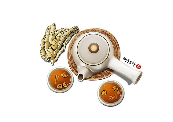 PSD 일러스트 건강 사람없음 갈색 한의학 차 찻잔 찻주전자 한방차 백수오 국내일러스트 음료 컬러 의학 주전자 잔 차_음료 한약재 전통차 파일형식