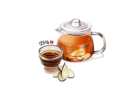PSD 일러스트 건강 사람없음 갈색 한의학 차 찻잔 찻주전자 감초 한방차 국내일러스트 음료 컬러 의학 주전자 잔 차_음료 한약재 전통차 파일형식