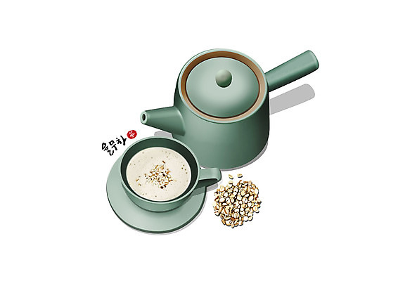 PSD 일러스트 건강 사람없음 초록색 한의학 차 찻잔 찻주전자 율무 한방차 율무차 국내일러스트 음료 컬러 의학 주전자 잔 차_음료 전통차 파일형식