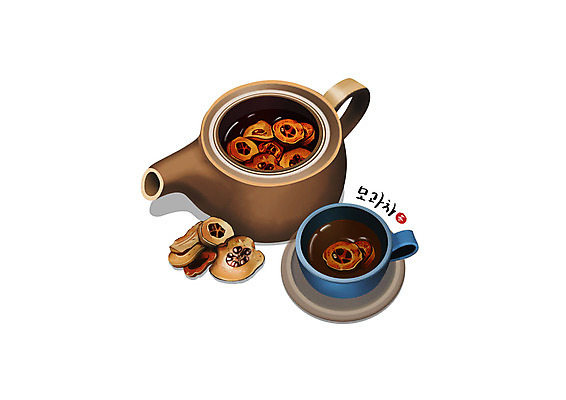 PSD 일러스트 건강 사람없음 갈색 한의학 차 찻잔 찻주전자 모과 모과차 한방차 과일차 국내일러스트 음료 컬러 과일 의학 주전자 잔 차_음료 전통차 파일형식