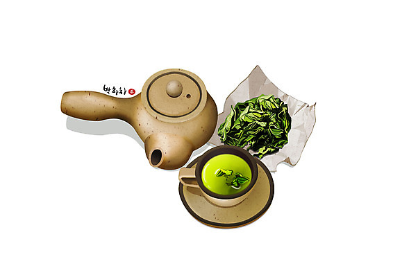 PSD 일러스트 건강 사람없음 초록색 갈색 한의학 차 찻잔 찻주전자 민트 한방차 국내일러스트 음료 컬러 의학 주전자 잔 차_음료 전통차 허브 파일형식