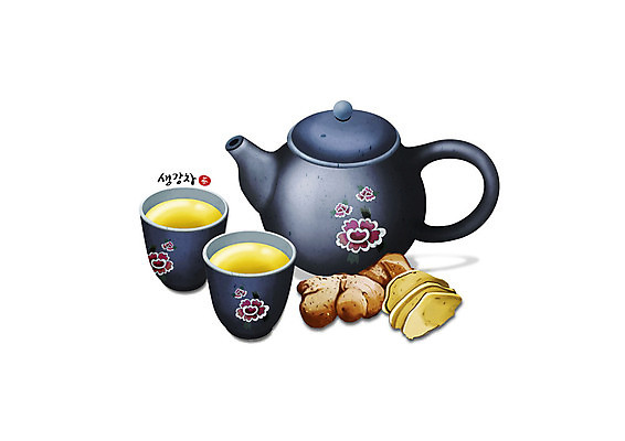 PSD 일러스트 건강 사람없음 한의학 차 찻잔 찻주전자 남색 생강 생강차 한방차 국내일러스트 음료 컬러 채소 의학 주전자 잔 차_음료 전통차 파일형식