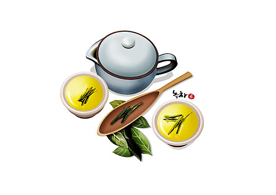 PSD 일러스트 건강 사람없음 초록색 한의학 차 찻잔 찻주전자 녹차 녹차잎 한방차 국내일러스트 음료 컬러 의학 주전자 잔 차_음료 전통차 찻잎 파일형식
