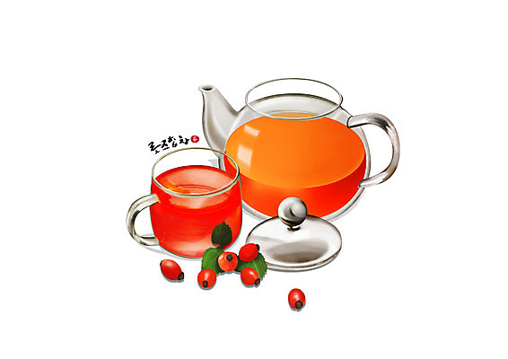 PSD 일러스트 건강 사람없음 주황색 한의학 차 찻잔 찻주전자 한방차 국내일러스트 음료 컬러 의학 주전자 잔 차_음료 전통차 파일형식