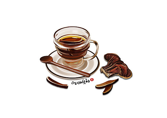 PSD 일러스트 건강 사람없음 갈색 숟가락 한의학 차 찻잔 찻주전자 영지버섯 한방차 국내일러스트 음료 컬러 의학 주전자 잔 수저 차_음료 버섯 전통차 파일형식