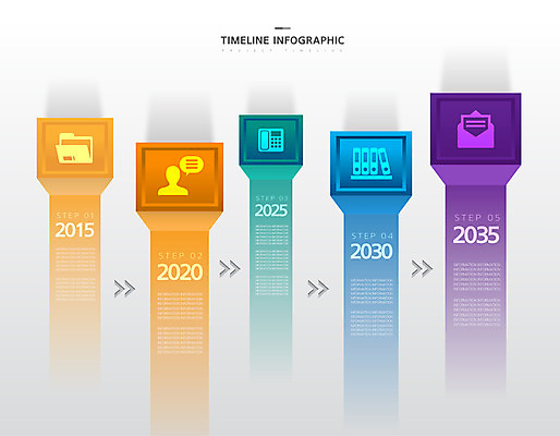 일러스트 사람없음 컬러풀 인포그래픽 기둥 이메일 전화기 폴더 연혁 직사각형 순서 타임라인 국내일러스트 AI파일 도형 건축 컬러 파일 파일형식 벡터