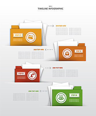 종이 일러스트 사람없음 컬러풀 인포그래픽 파일 폴더 순서 타임라인 국내일러스트 AI파일 컬러 파일형식 벡터