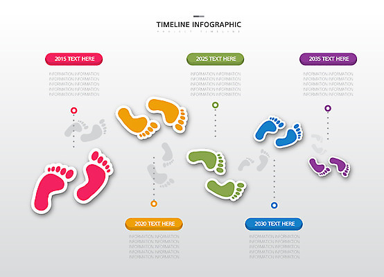 일러스트 사람없음 컬러풀 인포그래픽 발자국 연혁 순서 타임라인 국내일러스트 AI파일 컬러 자국 파일형식 벡터