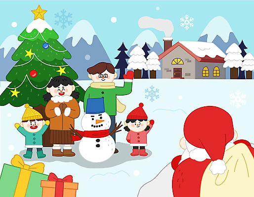 전신 나무 여자 노년 남자 딸 행복 아들 어린이 크리스마스 겨울 일러스트 가족 눈사람 엄마 선물 사람 소녀 소년 여러명 상반신 성인 선물상자 부모 컬러풀 크리스마스트리 산타클로스 손들기 화목 자녀 눈 인사 아빠 국내일러스트 AI파일 자연요소 식물 계절 기념일 감정 컬러 다수 컨셉 관계 모션 날씨 상자 예절 파일형식 벡터