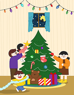 전신 여자 남자 딸 행복 아들 어린이 크리스마스장식 크리스마스 겨울 일러스트 전구 가족 엄마 선물 들기 사람 소녀 소년 여러명 성인 부모 컬러풀 크리스마스트리 화목 곰인형 자녀 아빠 크리스마스양말 꾸미기 들어올리기 국내일러스트 AI파일 계절 기념일 감정 인형 컬러 다수 컨셉 관계 모션 양말 파일형식 벡터