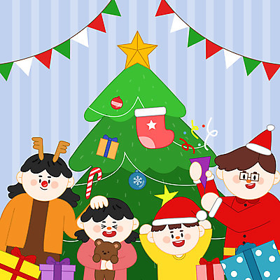 여자 남자 딸 행복 아들 어린이 크리스마스 겨울 일러스트 산타모자 가족 엄마 양말 폭죽 선물 들기 사람 여러명 상반신 성인 부모 컬러풀 크리스마스트리 화목 곰인형 자녀 아빠 가랜드 국내일러스트 AI파일 모자_잡화 계절 기념일 감정 인형 컬러 다수 컨셉 관계 모션 파티용품 파일형식 벡터