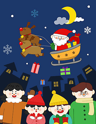 여자 남자 딸 행복 아들 어린이 크리스마스 겨울 일러스트 가족 엄마 선물 사람 여러명 상반신 성인 부모 컬러풀 산타클로스 화목 루돌프 달 자녀 아빠 썰매 국내일러스트 AI파일 자연요소 계절 기념일 감정 컬러 다수 컨셉 관계 사슴 파일형식 벡터