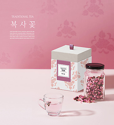 PSD 편집이미지 꽃잎 분홍색 사람없음 차 전통차 찻잔 꽃차 복사꽃 이미지편집 꽃 음료 컬러 잔 차_음료 파일형식