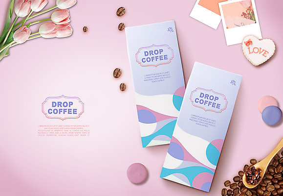 PSD 편집이미지 꽃 커피 사람없음 숟가락 원두 폴라로이드사진 패키지 연보라색 마카롱 이미지편집 식물 음료 디저트 수저 보라색 폴라로이드 파일형식