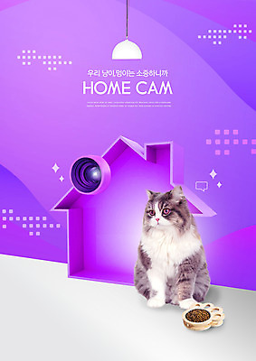 PSD 편집이미지 한마리 주택 타이포그라피 사람없음 카메라 보라색 고양이 먹이 감시카메라 반려 반려묘 이미지편집 문자 1 컬러 포유류 건물 전자제품 반려동물 파일형식