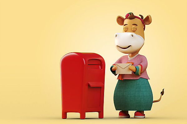 PSD 편집 편집이미지 한마리 새해 들기 사람없음 3D 우체통 소띠 소 한복 편지 디지털합성 소캐릭터 베이지색 편집소스 2021년 신축년 편집3D 1 한국전통 컬러 동물캐릭터 포유류 모션 십이지신 전통의상 연도 파일형식