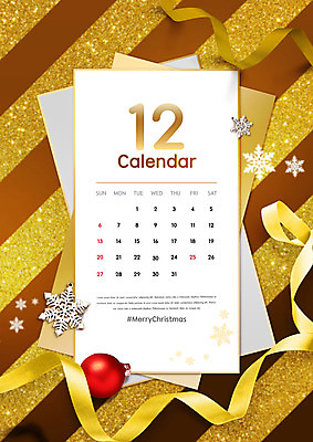 PSD 편집이미지 리본 크리스마스 안내 사람없음 장식볼 금색 달력 12월 배송 연휴 이미지편집 기념일 컬러 장식 공휴일 날짜 파일형식