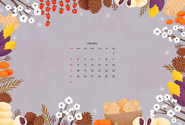PSD 겨울 일러스트 귤 사람없음 회색 달력 눈 겨울음식 겨울간식 솔방울 군고구마 붕어빵 곶감 1월 목화꽃 호빵 2021년 제철음식 국내일러스트 자연요소 계절 꽃 음식 빵 컬러 과일 날씨 디저트 감 날짜 구이 연도 건과일 제철 파일형식