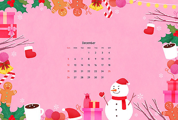 PSD 분홍색 크리스마스장식 겨울 일러스트 산타모자 눈사람 양말 사람없음 선물상자 목도리 달력 종 눈 막대기 12월 코코아 진저맨 2021년 국내일러스트 자연요소 모자_잡화 잡화 계절 음료 컬러 크리스마스 날씨 선물 상자 날짜 연도 진저쿠키 파일형식
